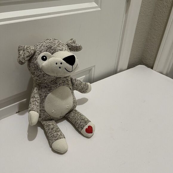 Russell Stover Gray Heathered Red Heart Paw Plush Dog 9" Stuffed Animal - Picture 5 of 9
